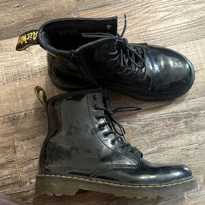 Black Dr Marten Leather Lace-Up Combat Boots - Men